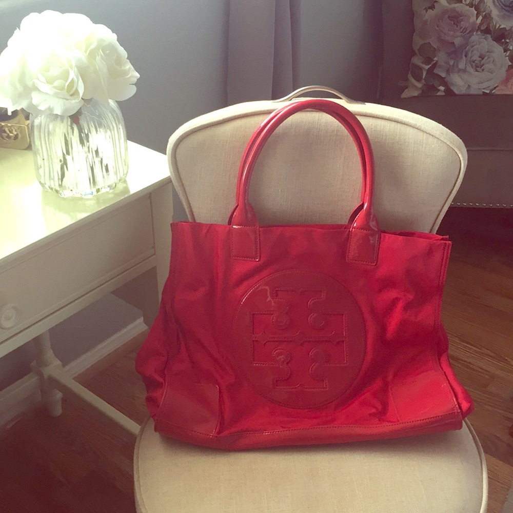 Patent Red Tory Burch XL tote!